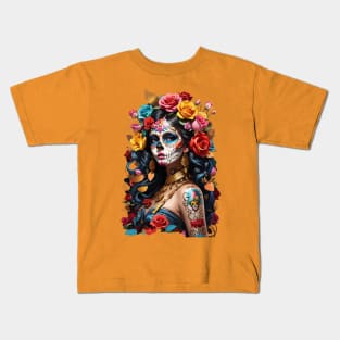 Sugar Skull girl, Dia de los Muertos Kids T-Shirt